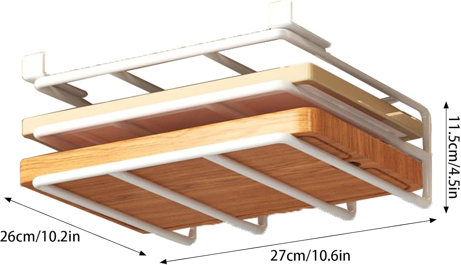 Porta Taglieri da Appendere sotto Il Pensile della Cucina, Organizer per Coperchi E Taglieri, Ripiano Salvaspazio per Pentole, Padelle E Taglieri White