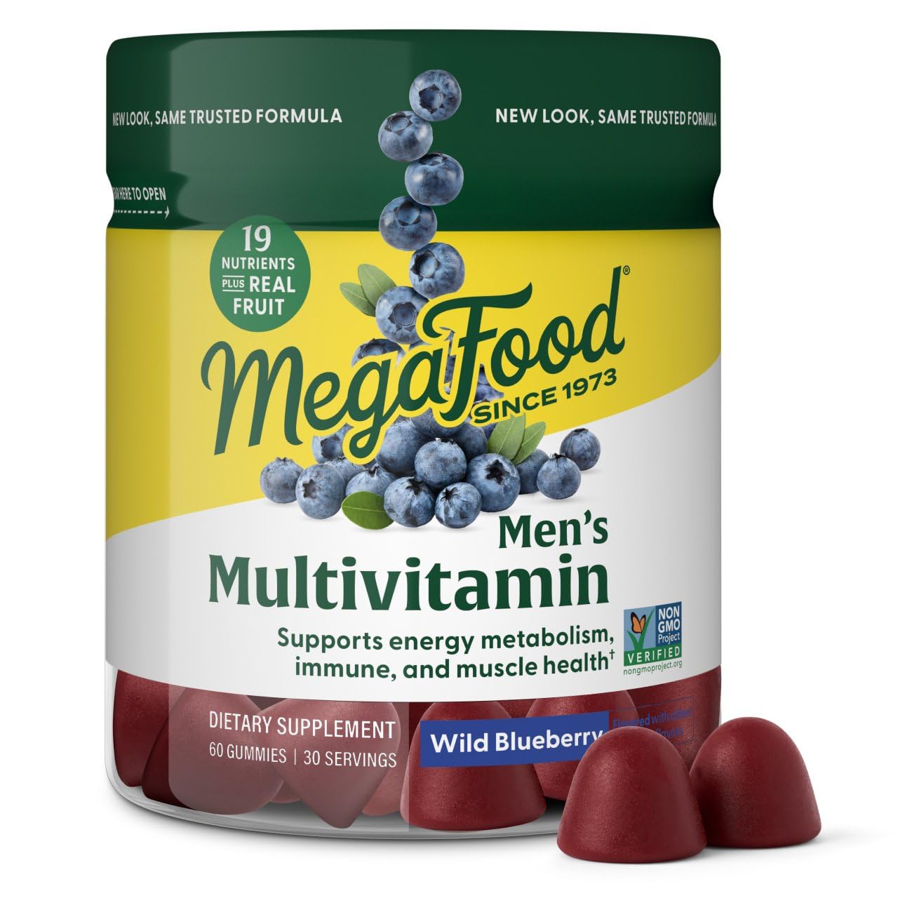 MegafoodMen's Multi - Multivitamin for Men - Gummy Vitamins For Men - Vitamin C, Vitamin D, Zinc, Vitamin B12 - Immune Support - Vegetarian Supplement - Wild Blueberry - 60 Gummies (30 Servings)