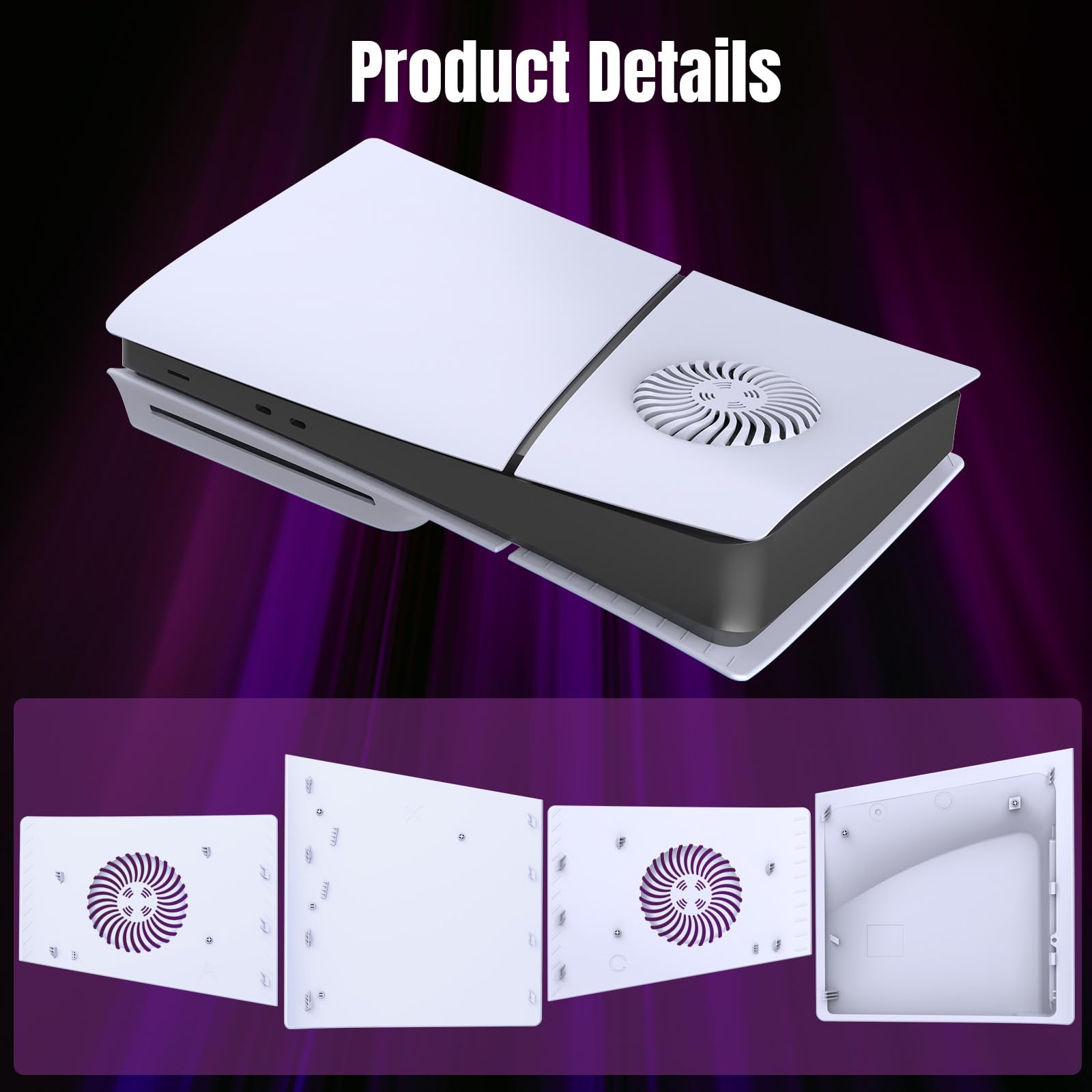 Slim Disc Edition Plaques de recouvrement avec ouvertures de refroidissement pour console PS5 Slim, panneaux Shell pour Playstation 5 Slim Accessoires, cache de protection de rechange