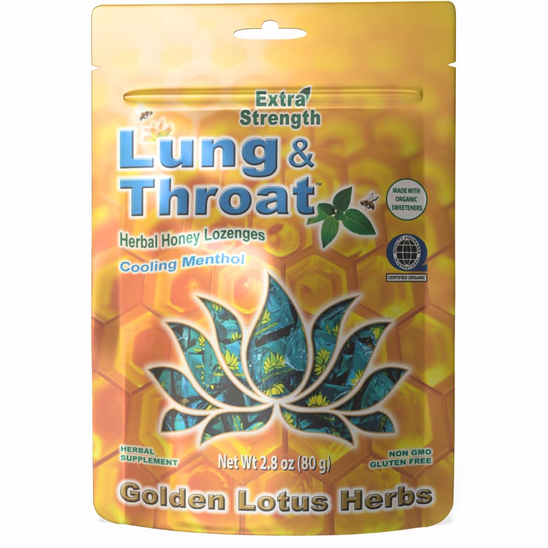 Lung & Throat Lozenges – QAI Certified Organic | Soothing Herbal Honey Mint Cough Drops – 1 Pack