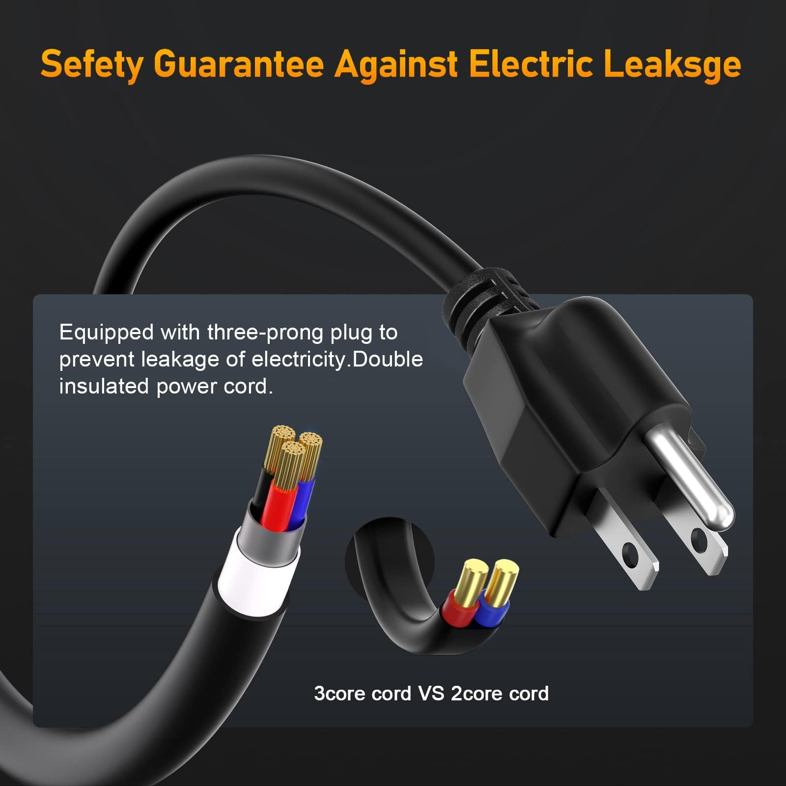 10Ft Extension Cord for Bug Zapper, 3 Prong Super Power Cord for Mosquito Zapper and Other Electronics