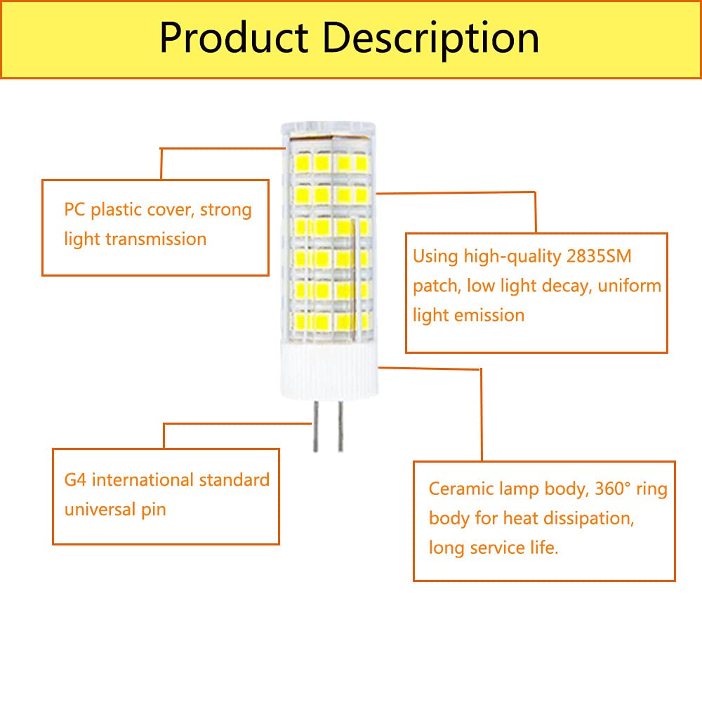 Image secondaire de Lot de 6 Ampoules LED G4 7W Blanc Froid 6000K - Remplacement Halogène 70W
