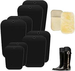 8 insertos en forma de bota, insertos en forma de bota, color negro, soporte para botas de plástico, con 2 guantes de limpieza de zapatos, mantiene las botas en posición vertical para botas de