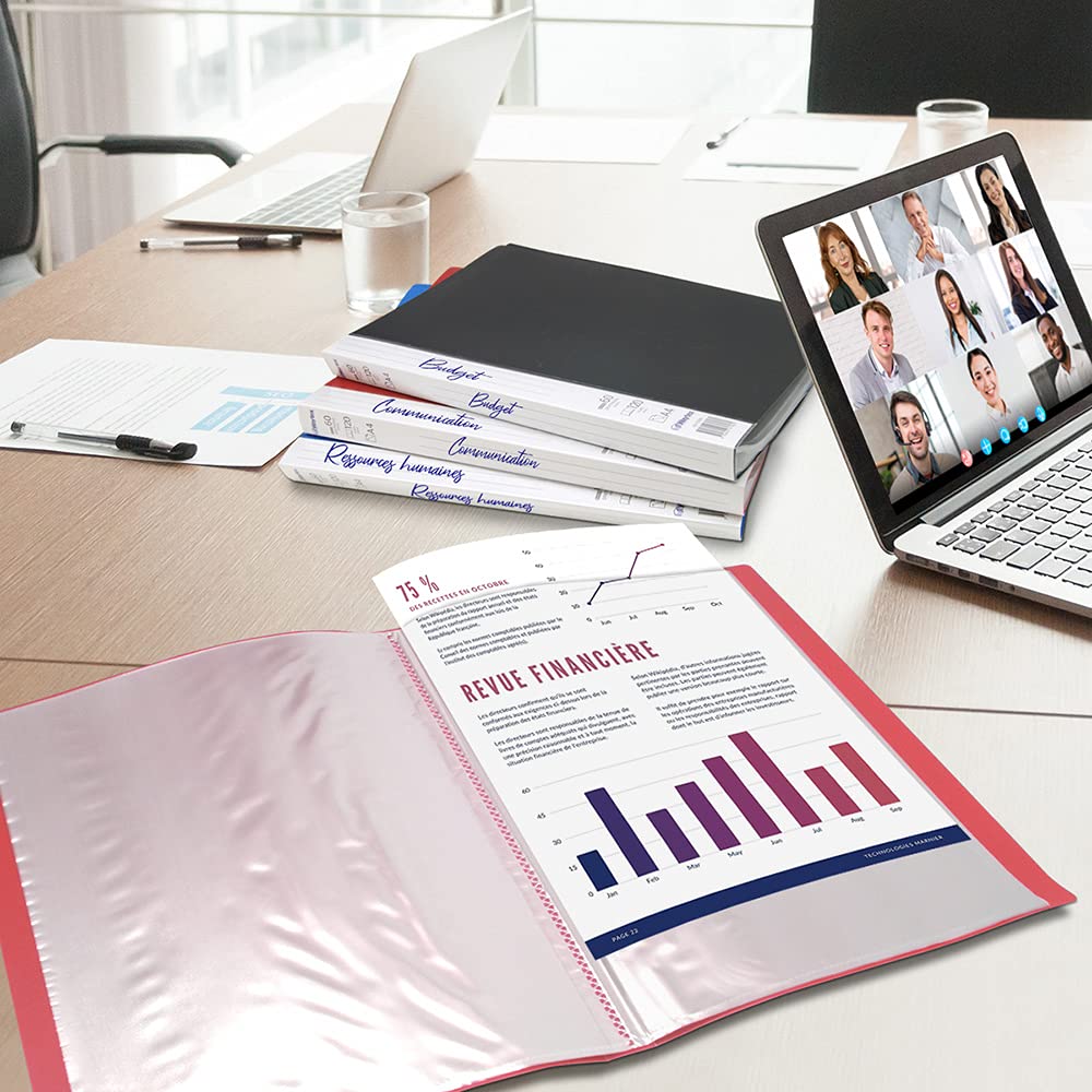 Waytex 931333R Document Protector A4 80 Sheets Premium Opaque Polypropylene Identifiable 40 Transparent Pockets Red - Image 3