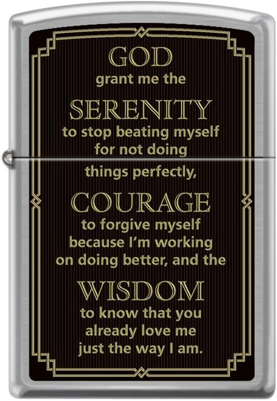 Zippo Lighter- Serenity Prayer Brushed Chrome Windproof Lighter #Z5152