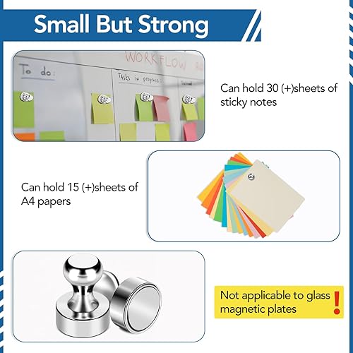 Miniatura 60 de Imanes para refrigerador, 20 unidades, imanes tipo chincheta de metal, dorados, ideales para pizarras blancas, oficinas, aulas o mapas