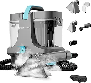 Starrybot Portable Carpet Cleaner Machine with Steam and Heating Technology, 18Kpa Powerful Suction, Versatile Tools for Pets, Couch, Spot Cleaning (Gray)