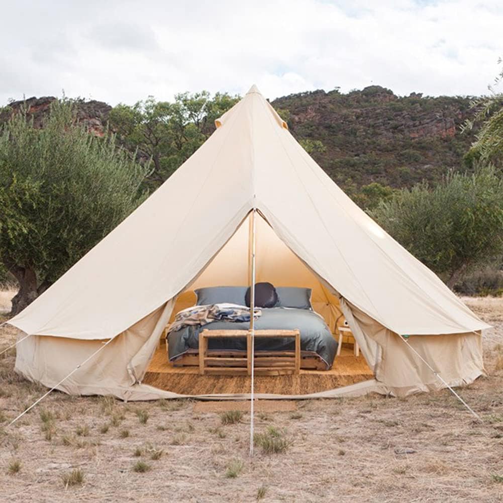 Mongolia Yurt Bell Tent Large Camping Tent 5-8 Persons Outdoor Indian Bell Tent Family Tents for Family Self-driving Travel Hiking Made From Breathable ​Cotton Canva vision