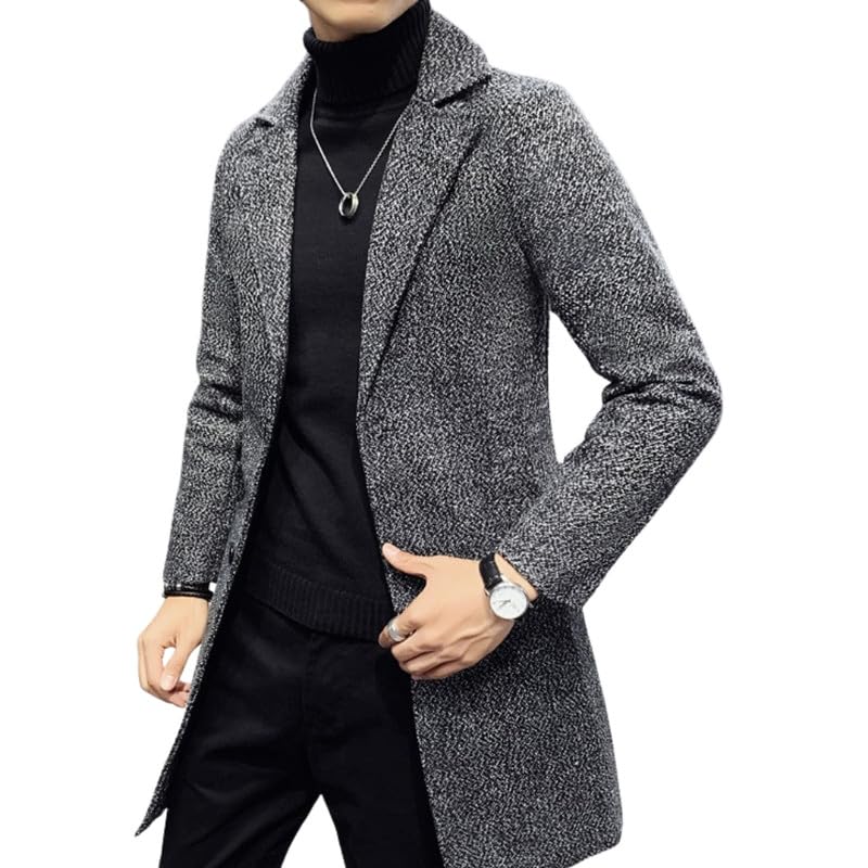 Men's Winter Coat Long Jacket Men's Slim Fit Wool Blend Long Coat-image-5