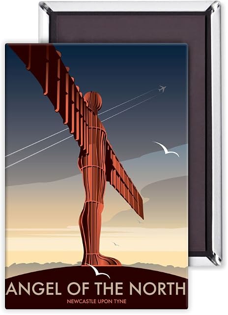 art247 Angel of the North - 3x2 inch Fridge Magnet - large magnetic button