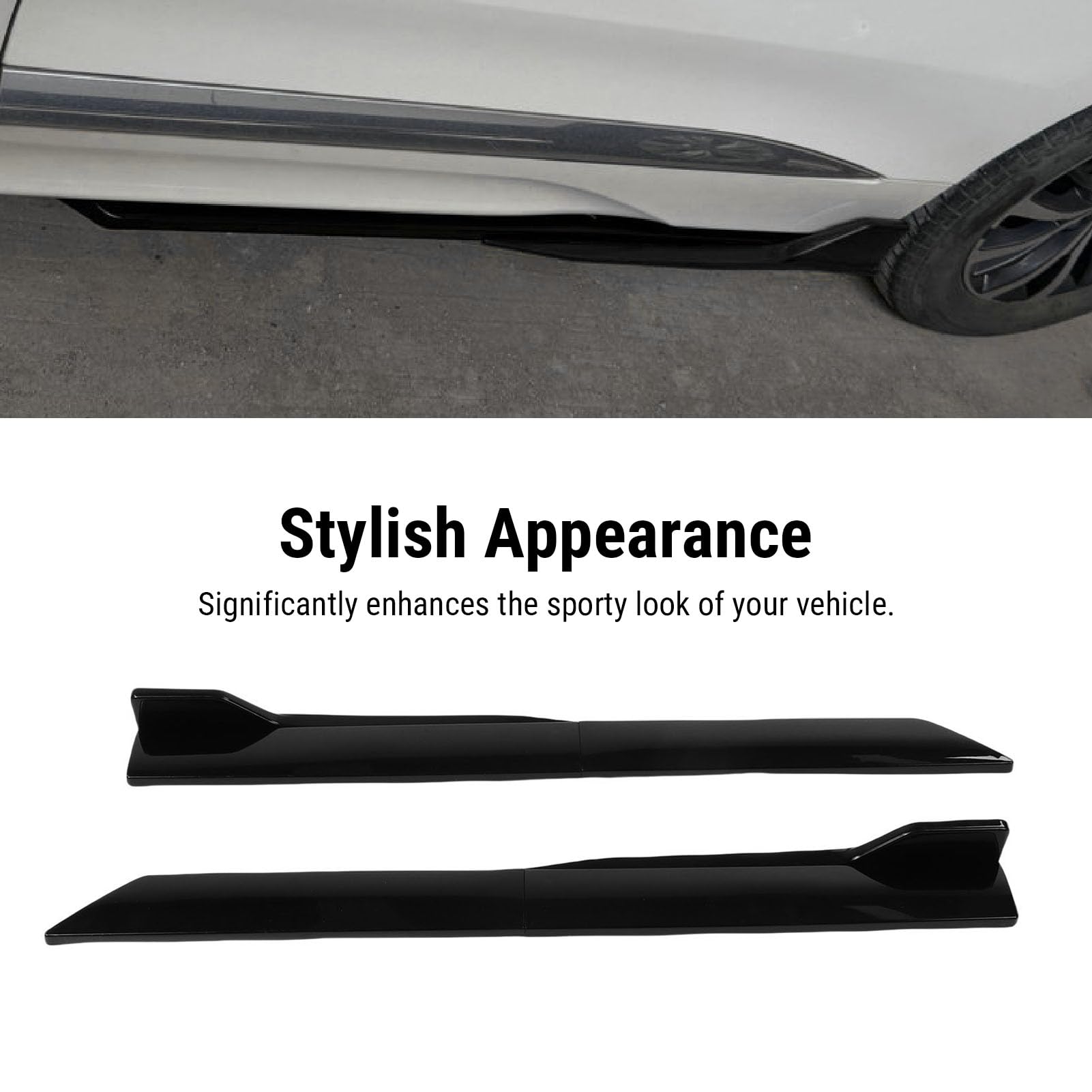 Minigonne Laterali per Auto, Minigonne Laterali Regolabili Universali da 105 Cm Body Rocker Panel Extension Splitter Lip Upgrade Kit per più Modelli di Auto (BLACK)