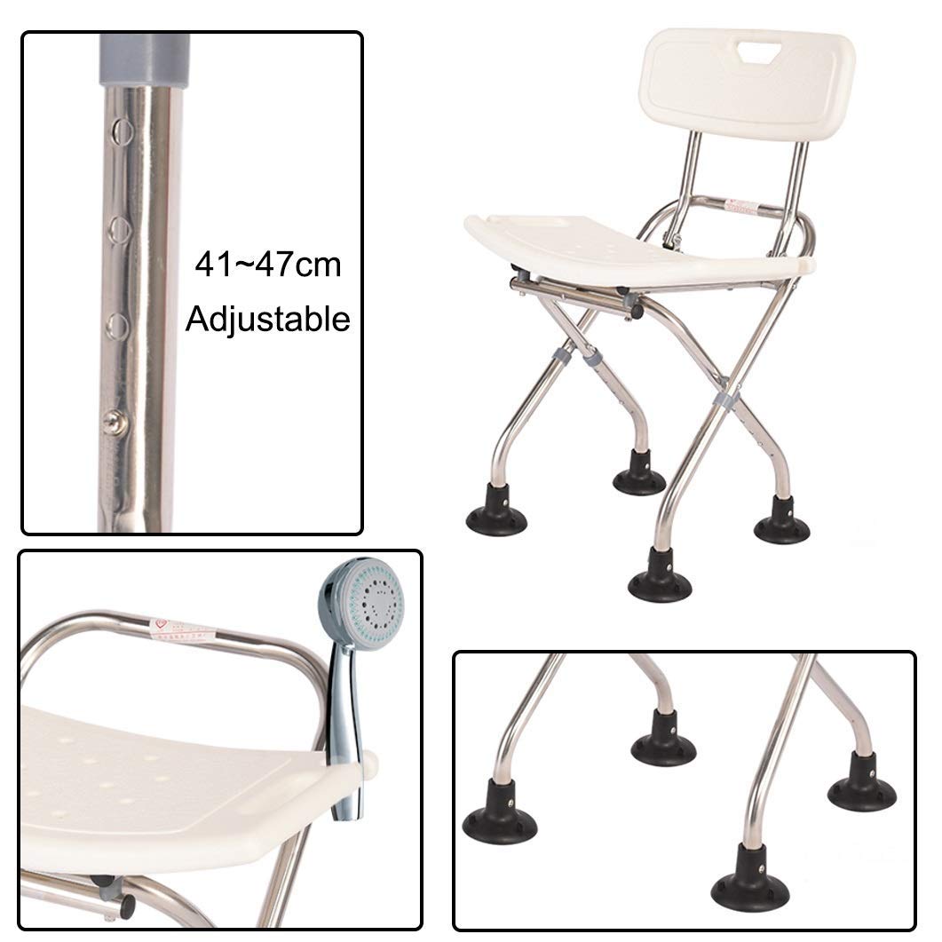 Banco De Baño Plegable, Silla De Ducha, Asiento De Seguridad, Taburete De Baño Plegable con Respaldo | Asiento De Bañera Living SPA Aid para Personas Mayores, Personas Ma