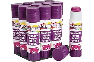 Colorations Small Washable Disappearing Purple Glue Sticks in a Tray, Set of 12