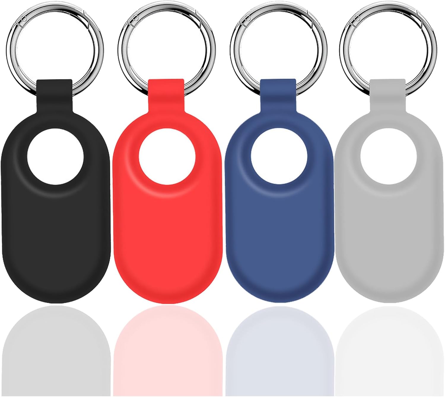 4Pack Silicone Case Cover Skin Holder Set for Galaxy SmartTag2 (Black Red Navy Gray)