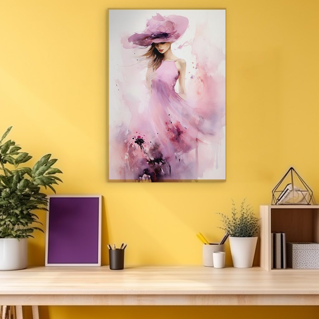 Canvas for Living Room. Whimsical Elegance: A Vision in Pink and White, 27 x 18 inch Canvas Wall Art - Zen Wall Decor
