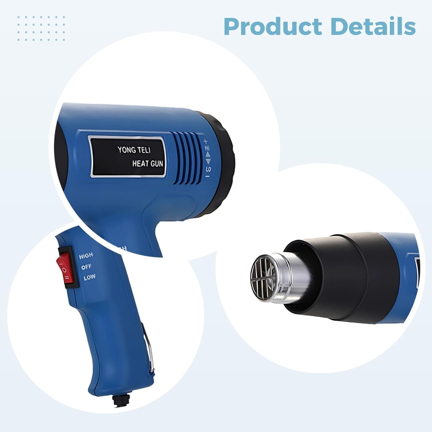 Ergonomic Handle Design Industrial Heat Gun 2000W, Temperature Adjustable, Auto Film Application Shrink Wrap, Fast Heating, Digital Display