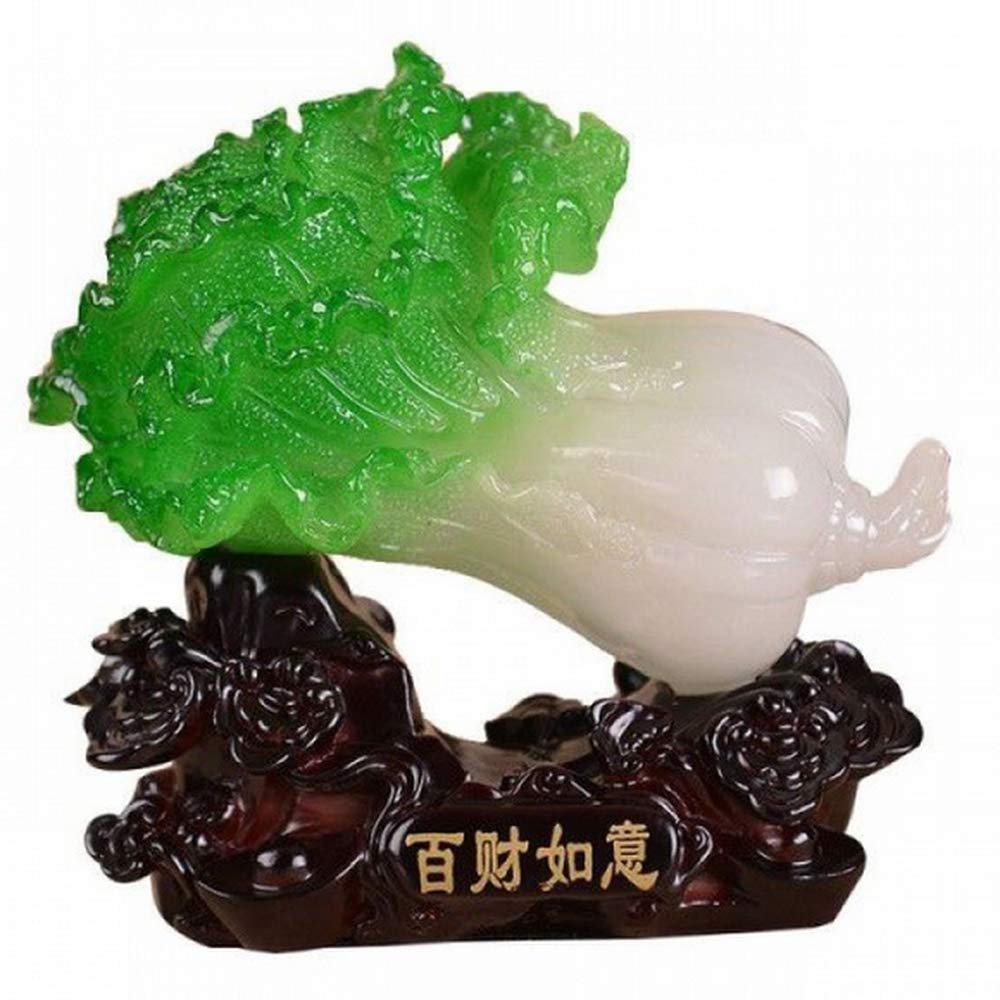 1pc Chinese Imitation Jade Resin Cabbage Figurines Lucky Statue Ornaments Home Decoration