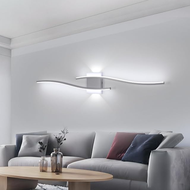 DELIPOP Applique LED da Parete Interno, Moderna Lunga Lampada da Parete LED 27W 6500K, Lampada a Muro in Alluminio per Soggiorno Camera da Letto Bagno Scale Corridoio Cucina | Lampada a Muro in Alluminio per Soggiorno Camera da Letto Corridoio Cucina