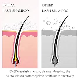 EMEDA Lash Shampoo Kit - 3.38 fl.oz / 100ml Gentle Foam Lash Cleanser, Oil-Free Cleaning for Wash Extension/Natural Eyelash Bath with Rinse Bottle Brush