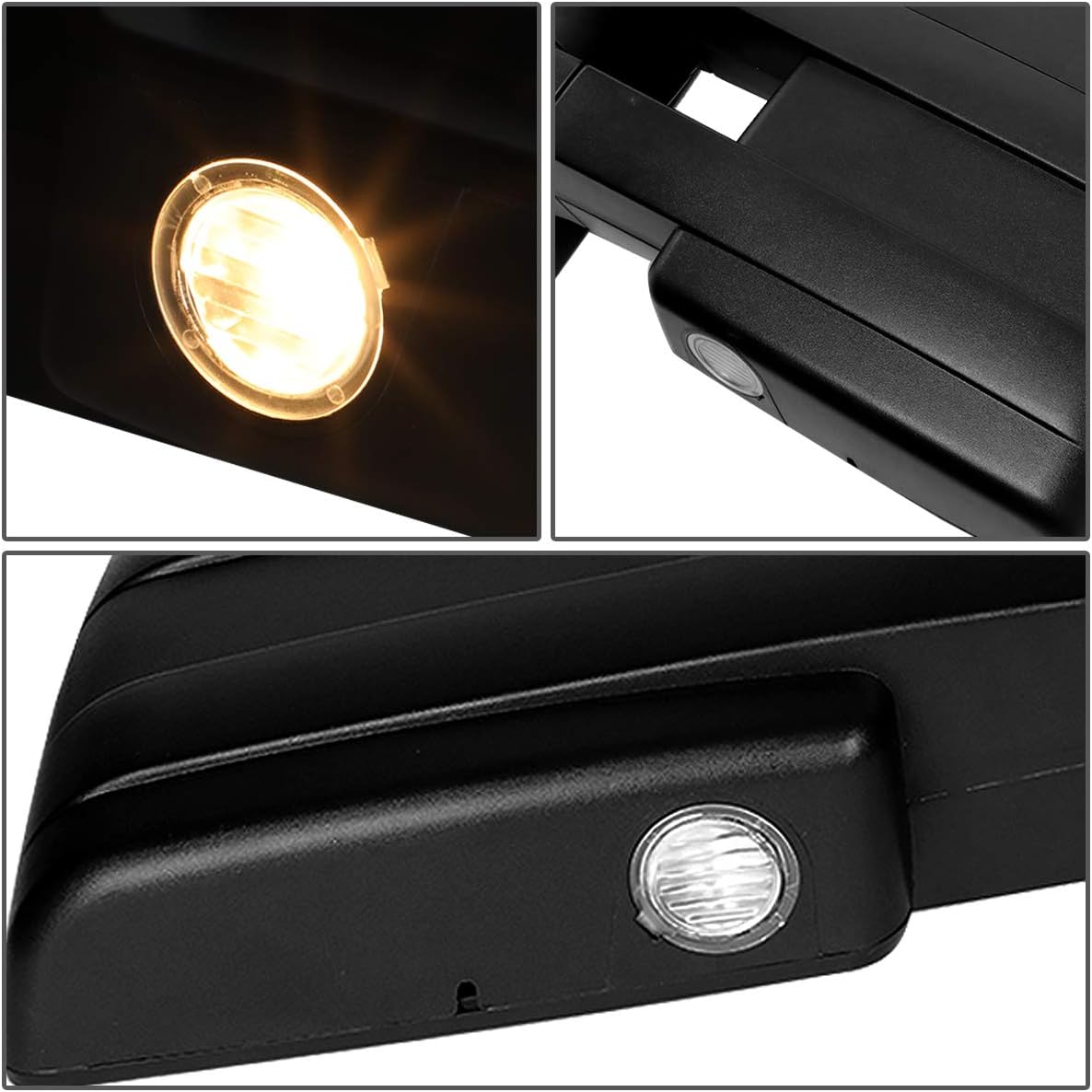 DNA Motoring TWM-006-T888-BK-AM-R Powered Heated LED Towing Mirror W/Turn Signal Light Compatible with 04-14 F150, Right Side