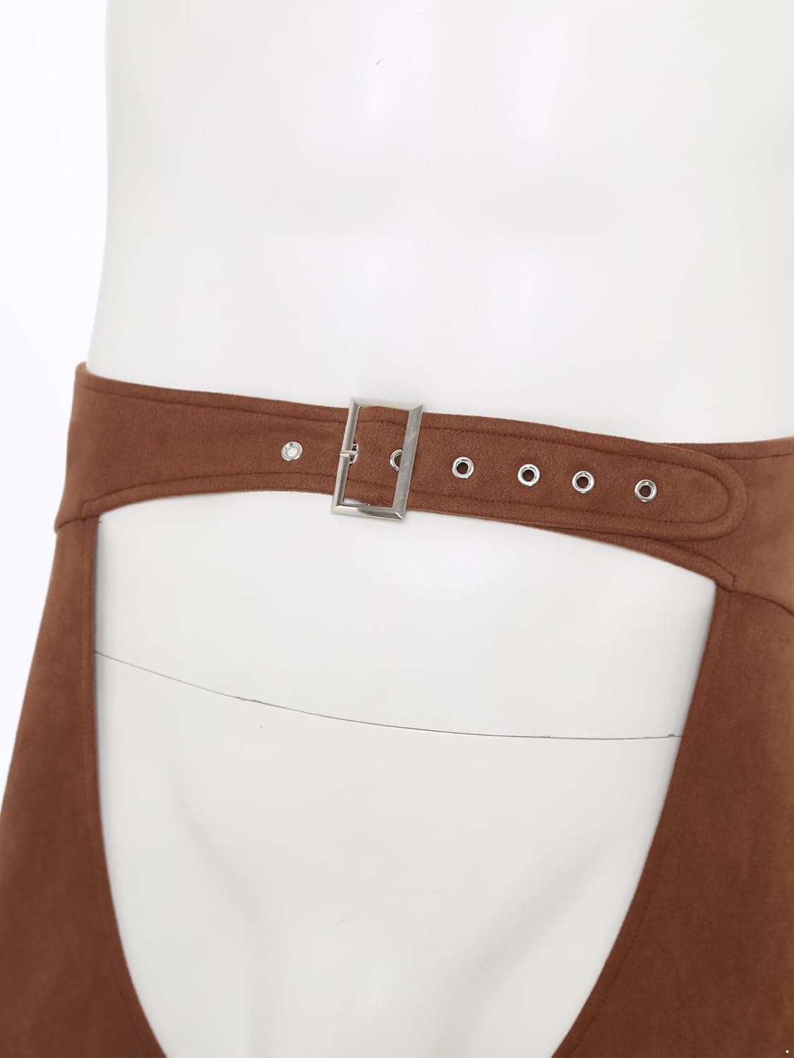 Vxuxlje Mens Cowboy Chaps Costume Faux Suede Hollow Out Bell Bottoms Long Pants Cosplay Bottoms