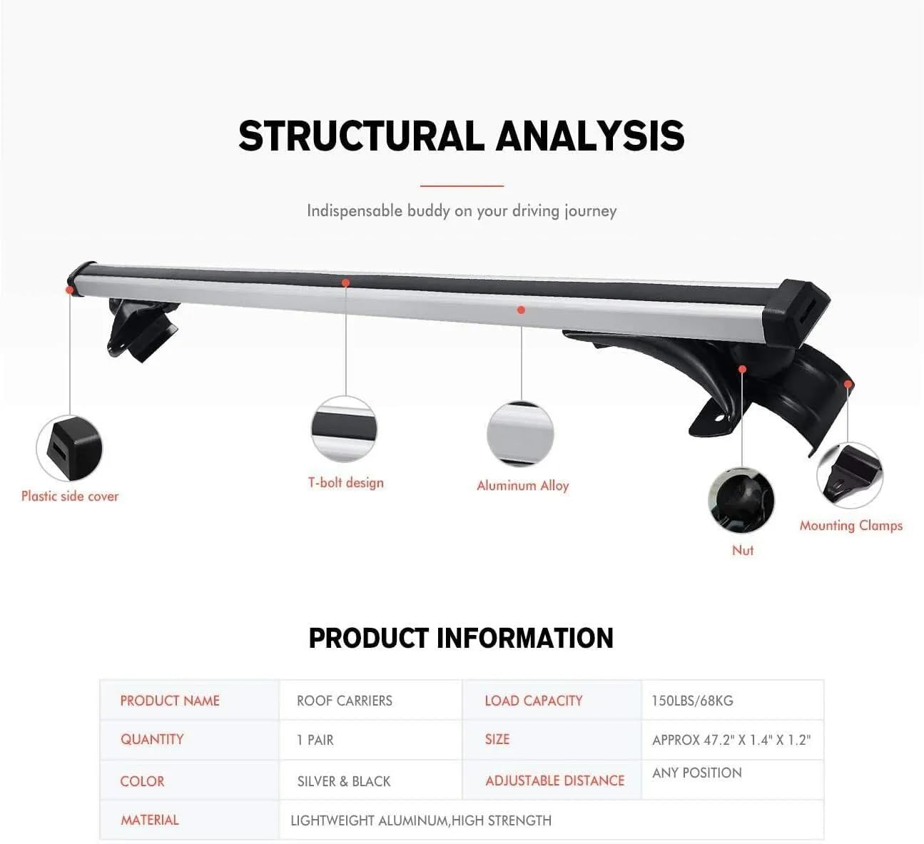 Crossbar Fits for Honda Civic 2000-2004 Luggage Carrier Roof Rack Rail Carrier Lockable 2PCS Car Cargos