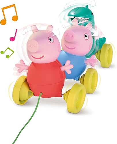 Miniatura 5 de TOMY Toomies Peppa Pig Pull Along Toy - Peppa Pig Juguetes con música y ruedas - Juguetes de empuje para bebés y niños pequeños con acción de