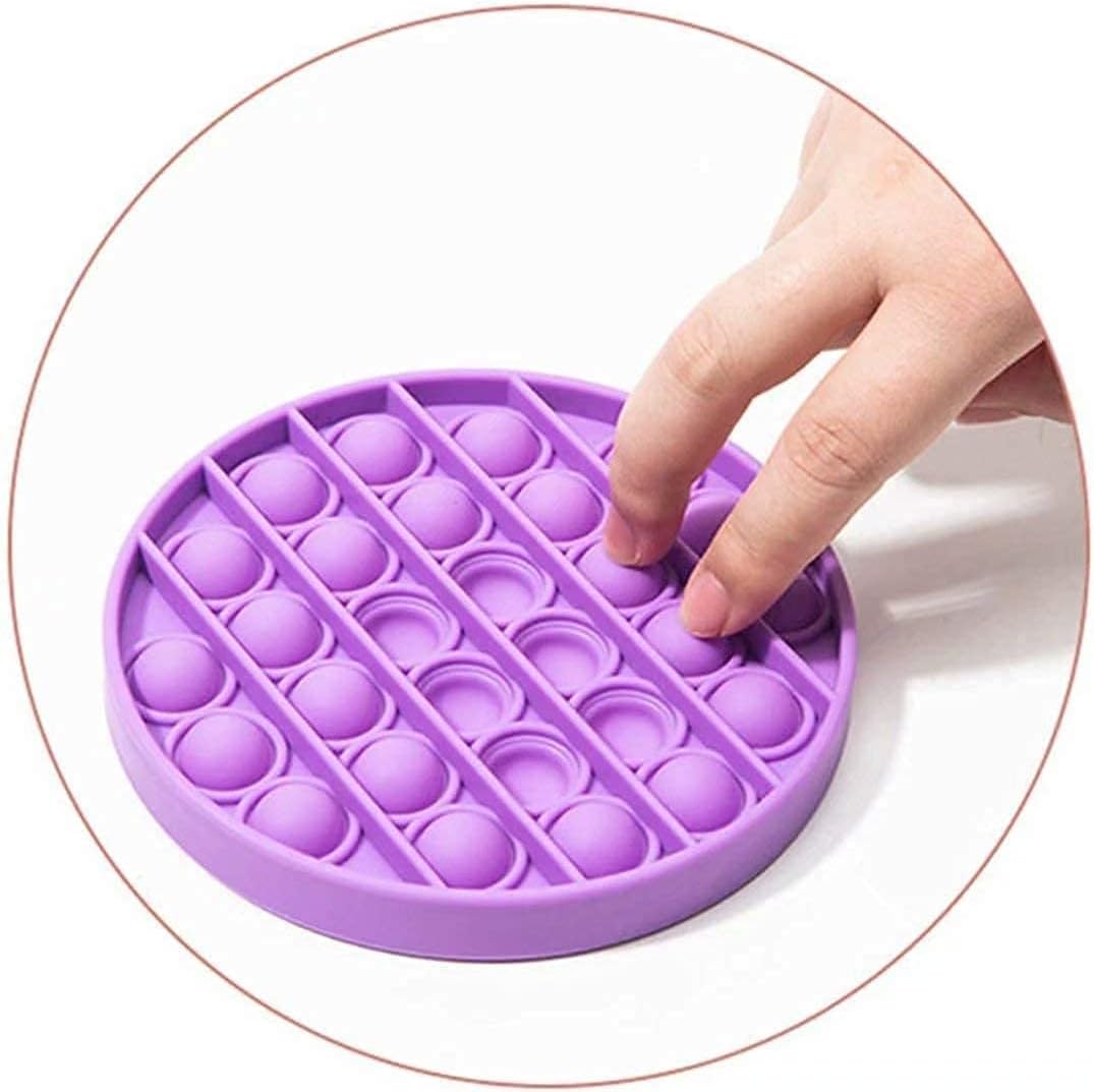 ZNNCO 3PC Push pop pop Bubble Sensory Fidget Toy Autism Special Needs Stress Reliever,Squeeze Sensory Toy, for Kids, Family,and Friends (Round Green+Purple+Yellow)
