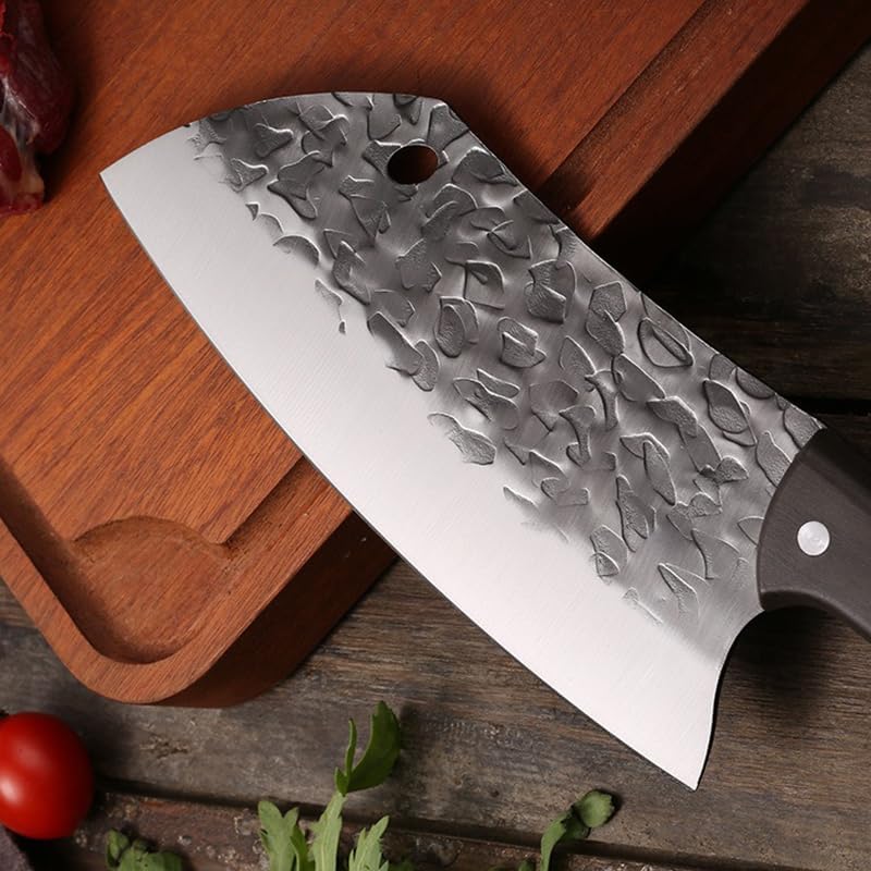 Meat Cleaver,Cleaver Knife 7.6 Inch Household Handmade Forged Traditional Kitchen Knife Meat And Vegetable Cutter Knives Sharp Slicing Knives