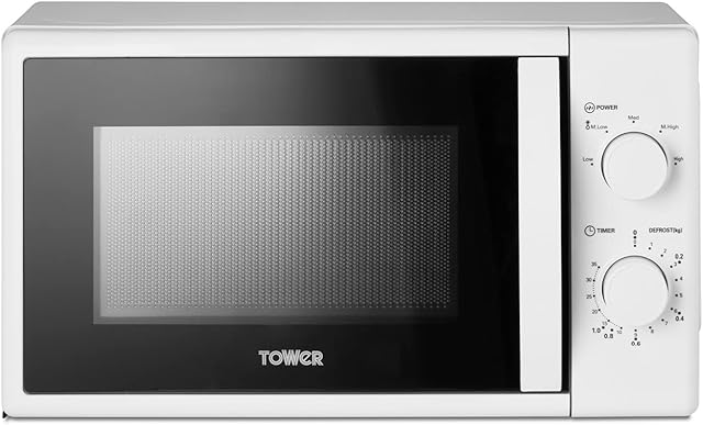 Tower T24034WHT 20 Litre 700W Manual Microwave with 5 Power Levels and a 35 Minute Timer, White