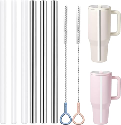 Miniatura 8 de WK IEASON Pajitas reutilizables de acero inoxidable para HydroJug Traveler de 40 onzas, 3 popotes de metal para popote de repuesto de 40 onzas con 2