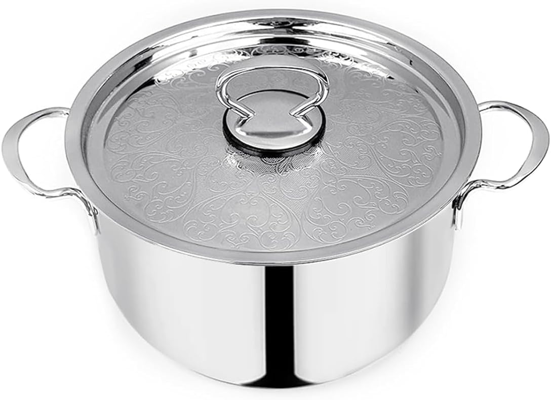 Pradeep Champion (Bello) Stainless Steel Induction Bottom Cookpot with SS Design lid,28 cm, 9.1 Liter (Buy Cookpot Get SS Bowl B-146-0.900 Liter)