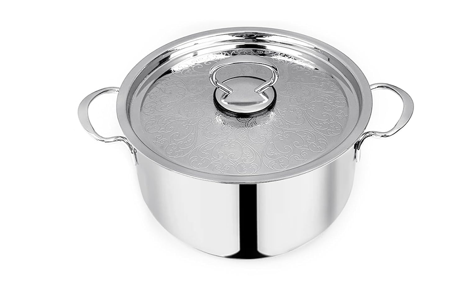 Pradeep Stainless Steel Cookpot with Design Lid (Bello)|28CM,9.1 L Capacity| Sandwich Bottom for Even Heating |Elegant SS Design Lid|Induction&Gas Stove Compatible|Biriyani Pot|Rice Cooking Pan
