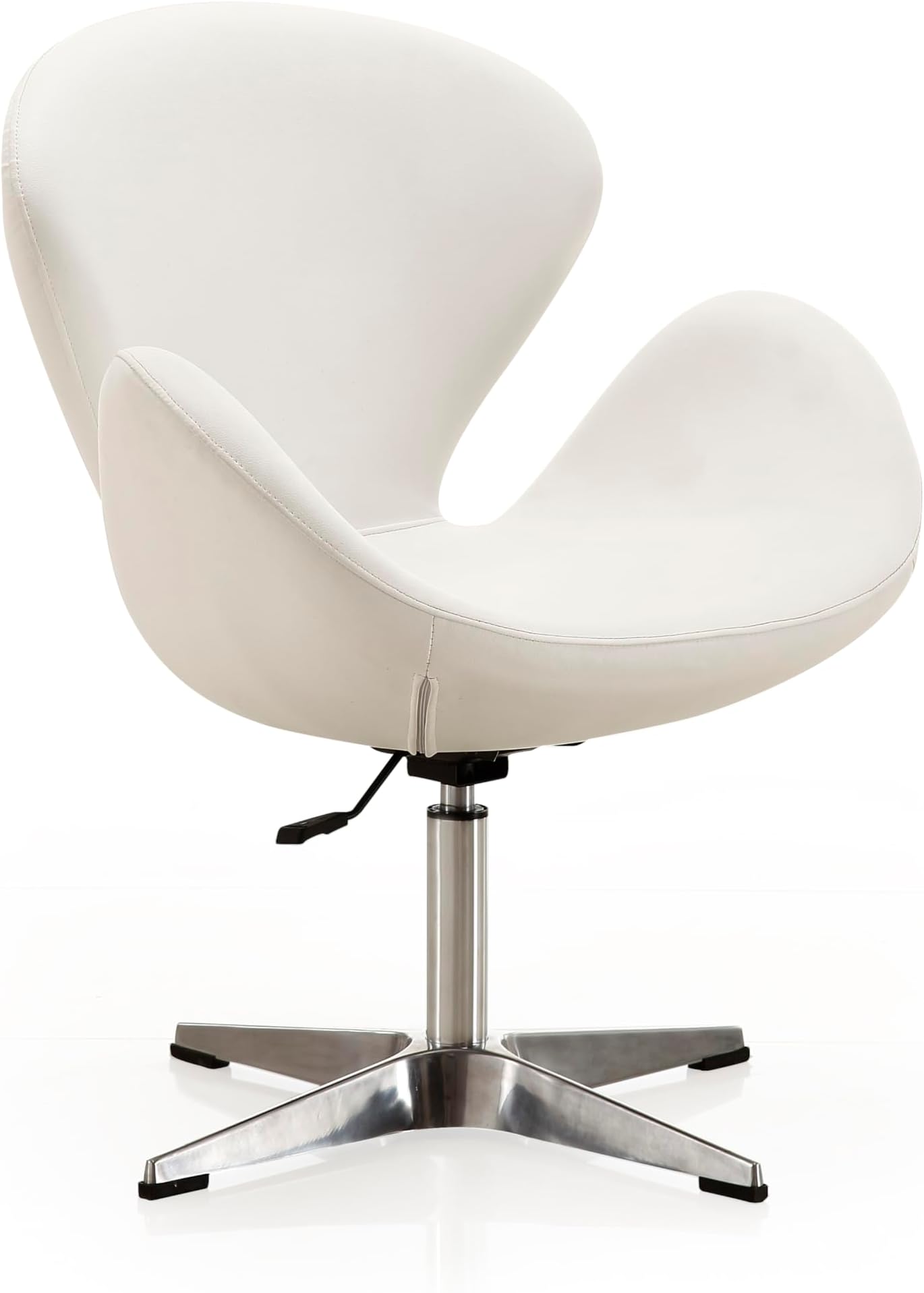 Raspberry Adjustable Swivel Accent Chair with 360° Turn, Polished Chrome Base, Modern Retro Design, Versatile Seat Ideal for Any Room, Set of 1, White
