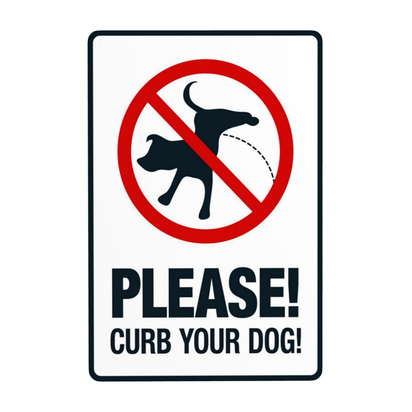 Please Curb Your Dog Vintage Metal Pet Etiquette Warning Sign 12x8 Inch