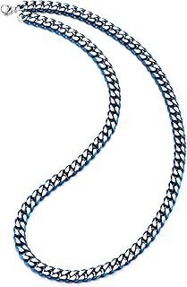 COOLSTEELANDBEYOND Steel Curb Chain Miami Cuban Chain Necklace, Two-tone, Satin Polished, for Man, 8mm Wide