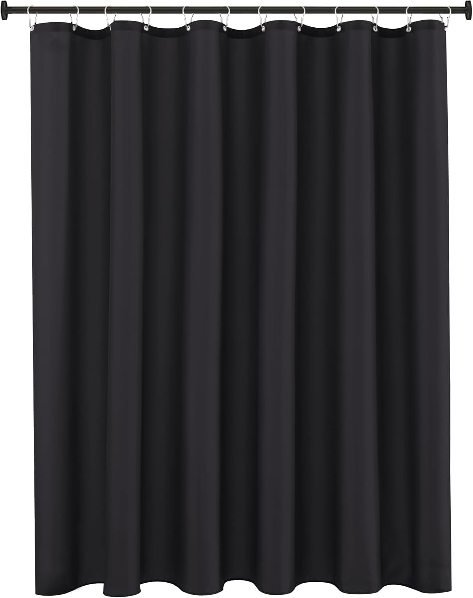 Biscaynebay Forro de cortina de ducha de tela de calidad hotelera, 72 x 72 pulgadas, cortinas de baño negras resistentes al agua, ojales resistentes a la oxidación y dobladillo inferior pesado, lavable a máquina