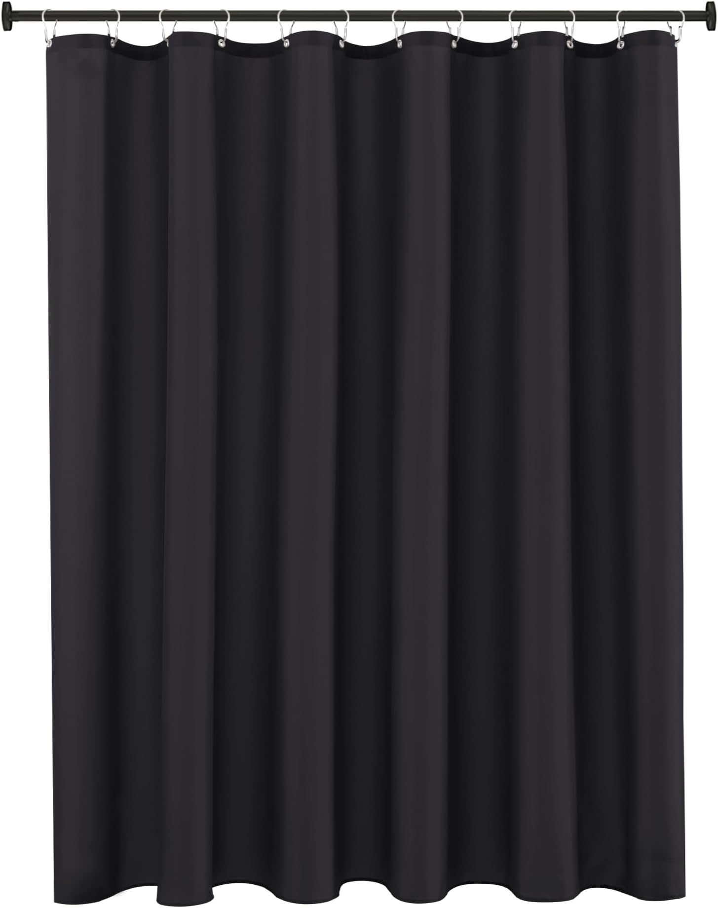 Biscaynebay Fabric Extra Long Shower Curtain Liners 72" Width by 96" Length, Black Water Resistant Bathroom Curtains, Rust Resistant Grommets Top Weighted Bottom Machine Washable