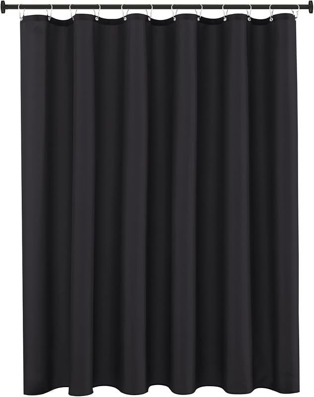 Biscaynebay Forro de cortina de ducha de tela de calidad hotelera, 72 x 72 pulgadas, cortinas de baño negras resistentes al agua, ojales resistentes a la oxidación y dobladillo inferior pesado, lavable a máquina