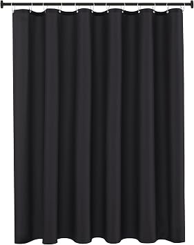 Biscaynebay Fabric Shower Curtain Liners Water Resistant Bathroom Curtain Liner 72 by 72 Inches Black