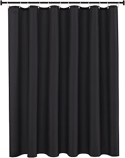 Biscaynebay Extra Long Fabric Shower Curtain Liner 72 Inch Width by 84 Inch Length, Black Water Resistant Bathroom Curtains, Rust Resistant Grommets Top Weighted Bottom Machine Washable
