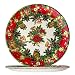 4 Piece Christmas Melamine Plates - Vintage Reusable Party Tableware Round Dinner Plates, 11 inch Serving Plates in Christmas Flowers Red Poinsettia Shatter-Proof and Chip-Resistant, Gift Giving