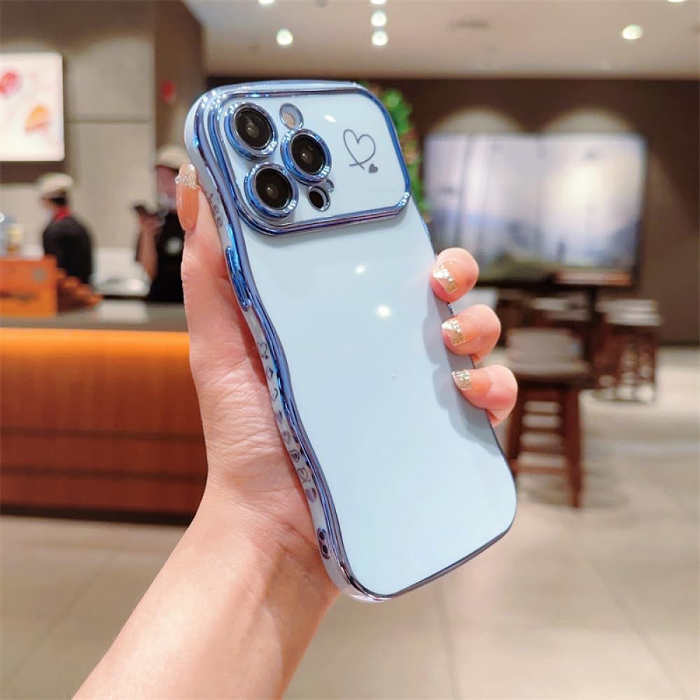 Coque iPhone 15 Love Heart en silicone bleu clair antichoc - 6