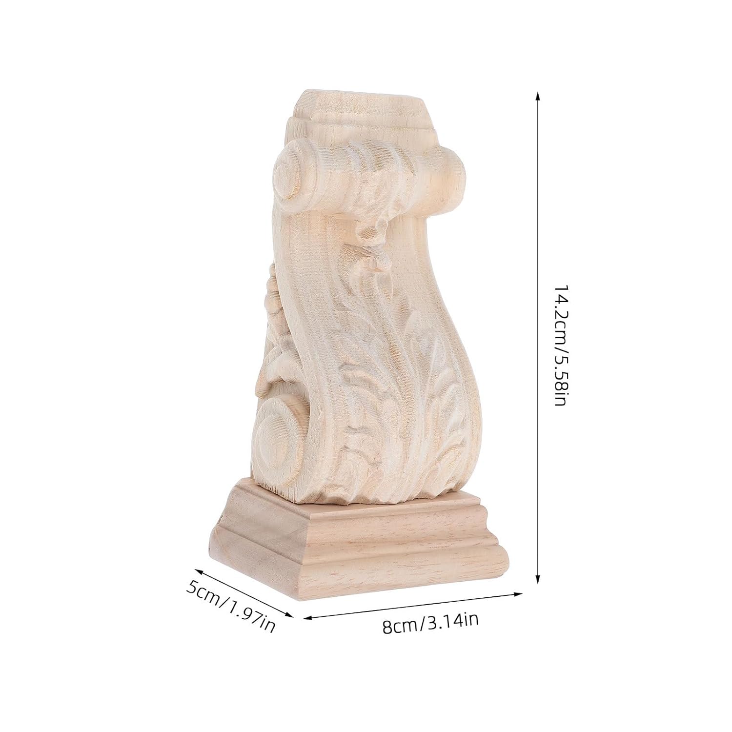BESTonZON Rustic Solid Wood Corbels Decorative Shelf Brackets for Kitchen Fireplace Mantels and Wall Trim 5.59X3.14X1.96 Inch Carved Wooden Corbel
