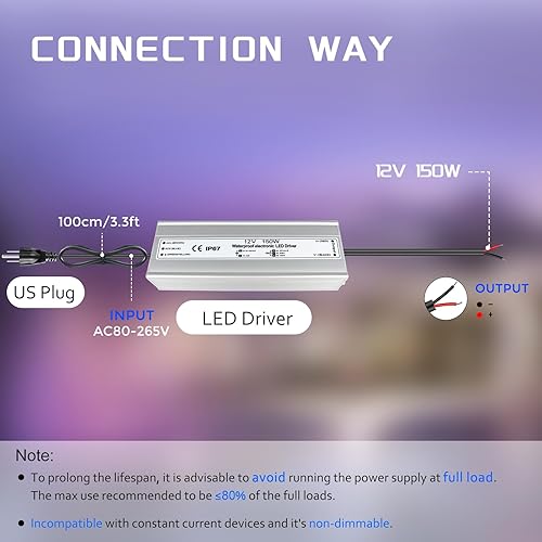 Vista 104 de Fuente de alimentación LED de 24 V 200 W, controlador LED IP67 impermeable, transformador de bajo voltaje de 110 V a CC de 24 voltios con enchufe