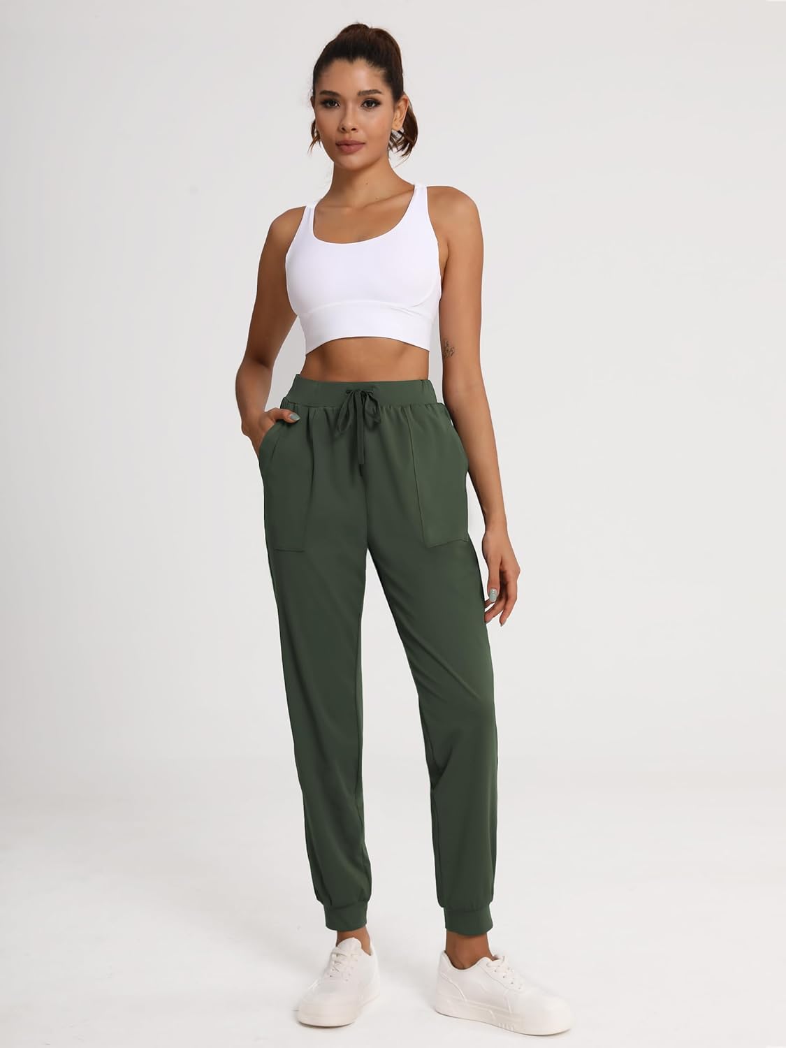 Women's 31"/33"/35"/37" Tall Inseam Joggers Running Sweatpants Pockets Tapered Athletic Workout Lounge Pants - Image 8