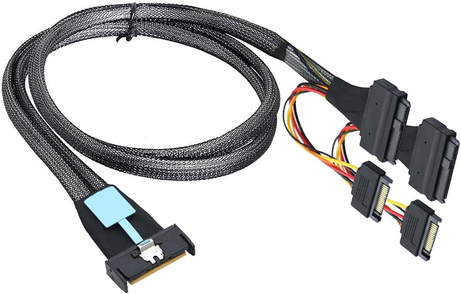 取り付け簡単 50cm 8i 74P to ダブル SFF8639+15P データケーブル PCサーバー接続用電源付き