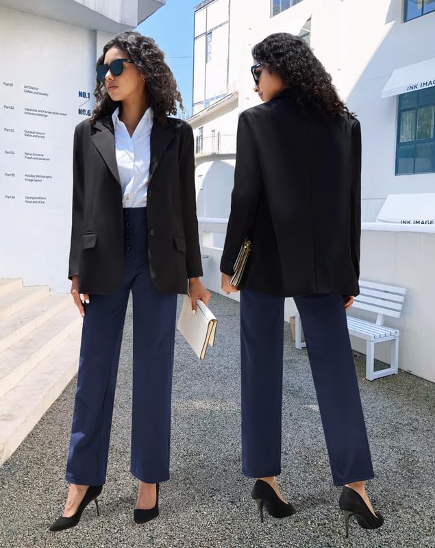 keriffe High Waist Stretchy Womens Dress Pants with Pockets Straight Leg Business Casual Work Trousers Office Slacks - Image 7