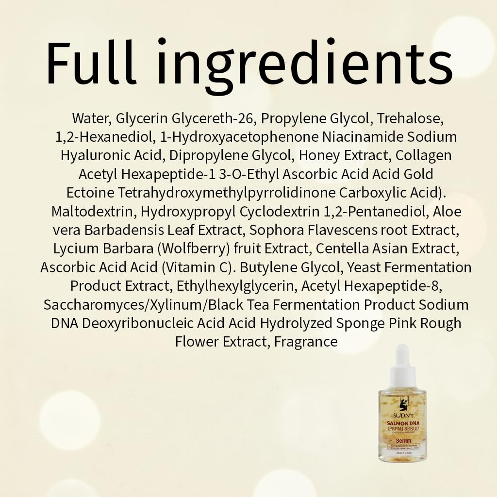 Salmon DNA PDRN Face Serums - Glow Serum with Niacinamide, Hyaluronic Acid, Collagen, Vitamin C & Peptides - Hydrating, Brightening & Firming Serum for Radiant, Smooth & Balanced Skin - Image 8