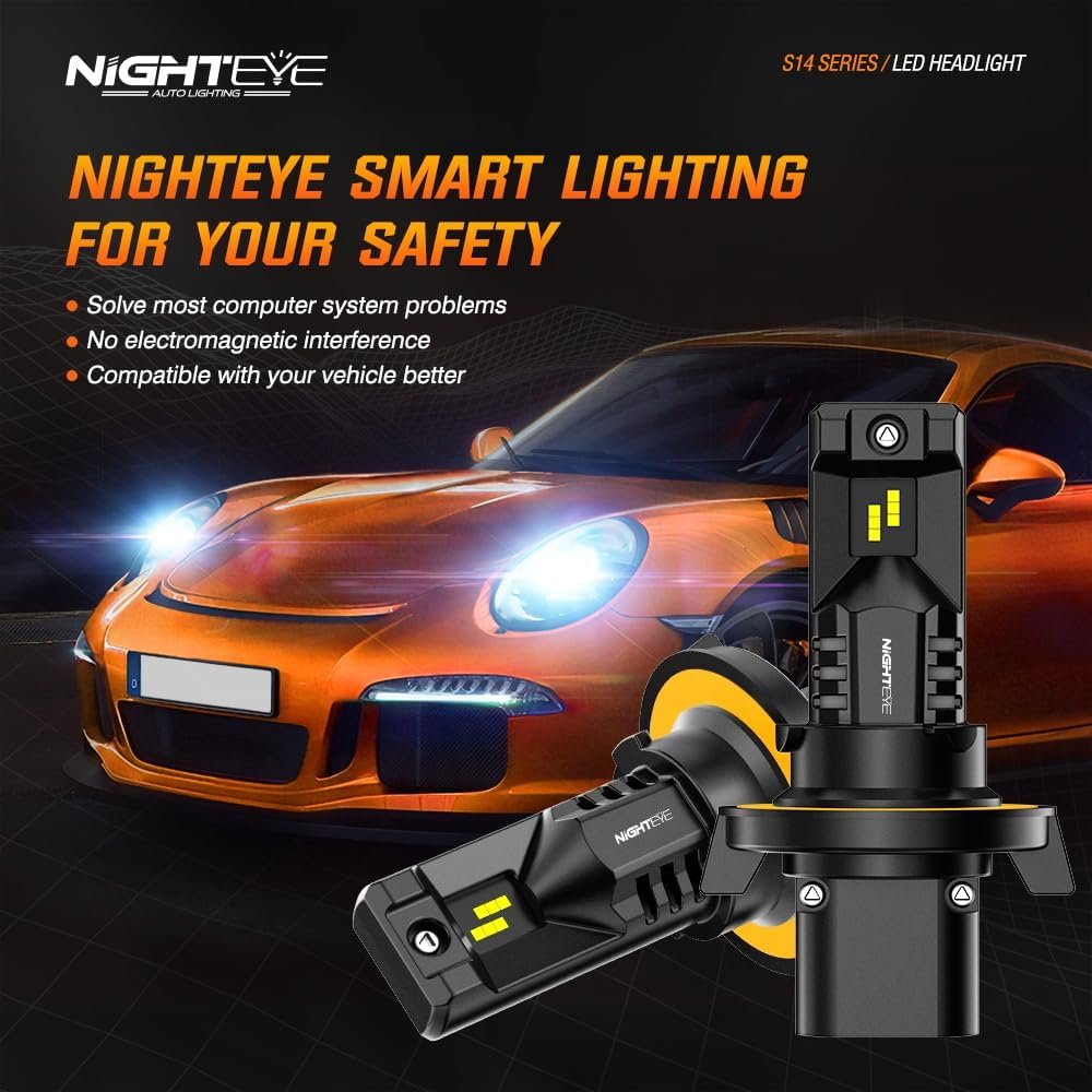 NIGHTEYE 𝐇𝟏𝟑 Fog Light Bulbs - 700% Super Bright 60,000+ HRS Lifespan,6500K Cool White,Plug and Play, Pack of 2